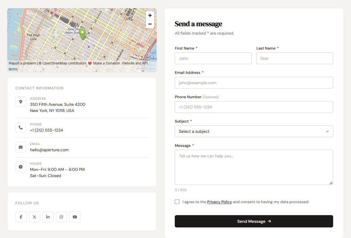 Professional Contact Us Page HTML, CSS, Js