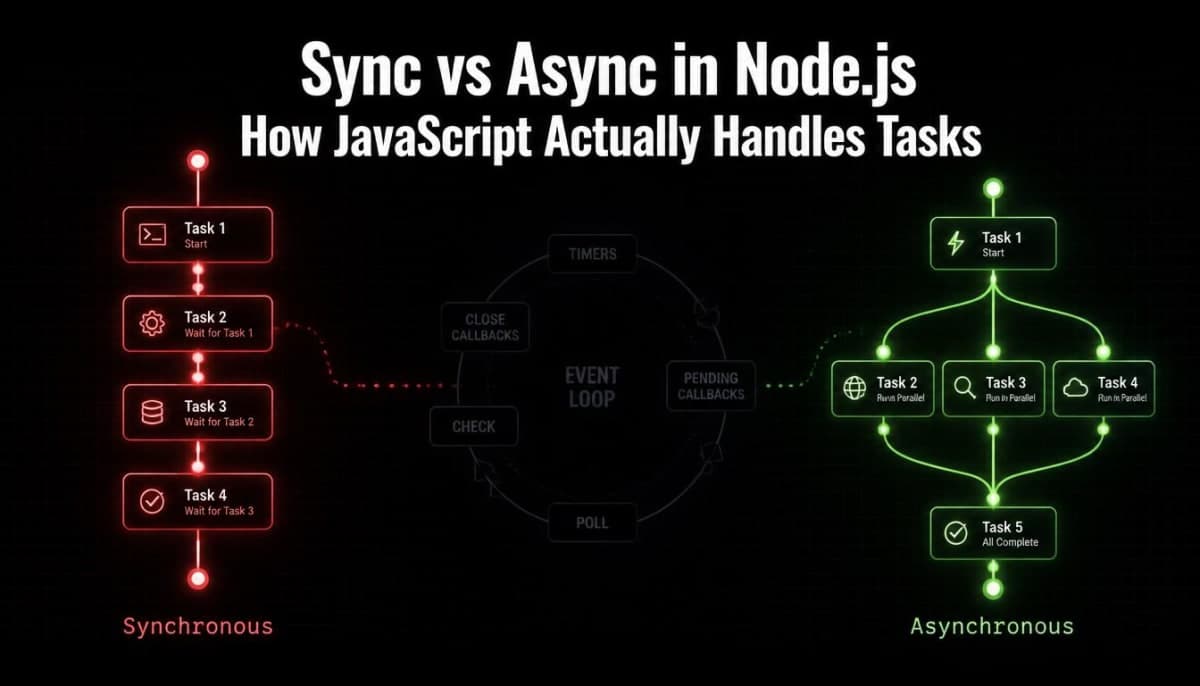 Synchronous and Asynchronous in Node.js - How JavaScript Actually Handles Tasks