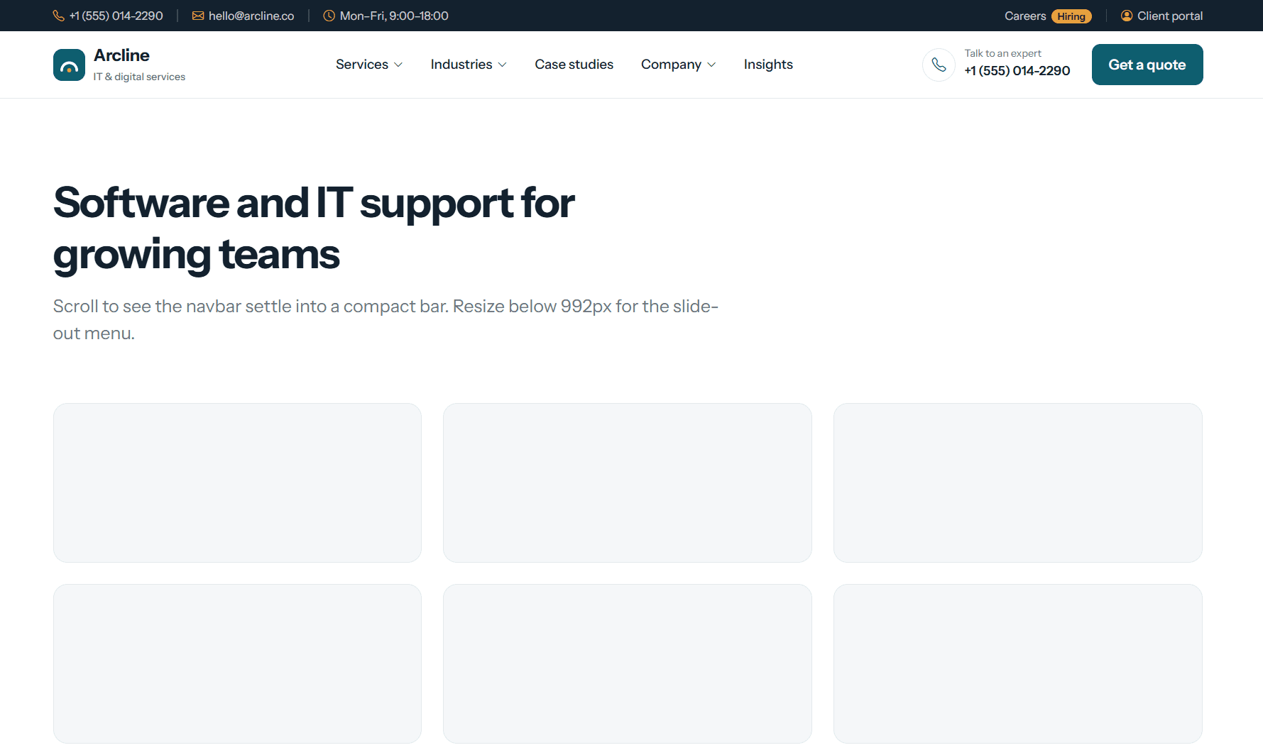 Service Company Navbar - Bootstrap 5 Mega Menu with Top Bar