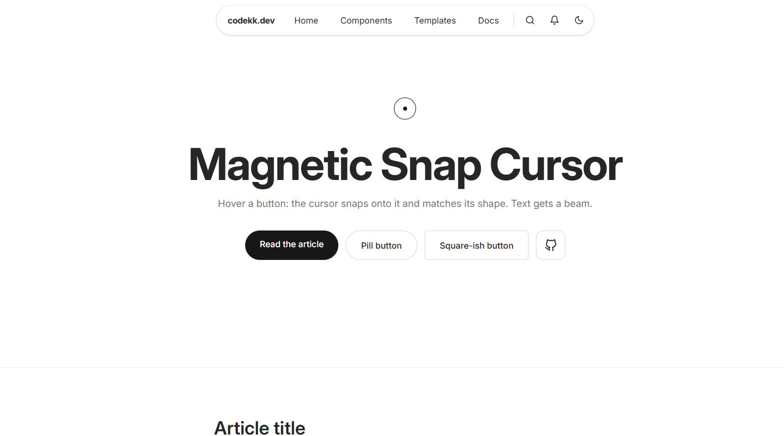 Snap Cursor - React Context-Aware Animated Cursor